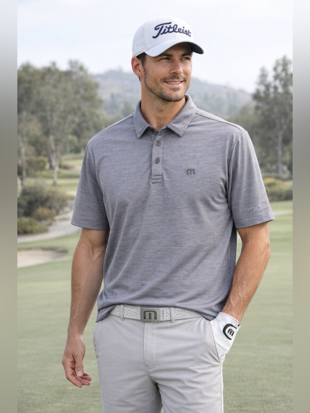 TravisMathew polo performance golf shirt gray stretch breathable mens L